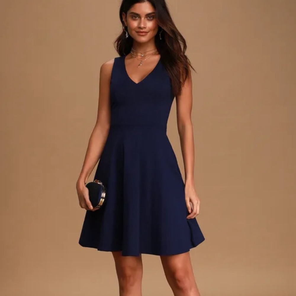 Bon Appetit Navy Blue Skater dress size small